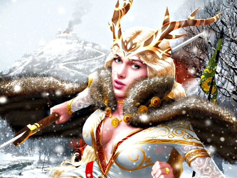 Woman with Antler Crown — White