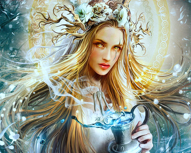 Woman with Antlers and Water