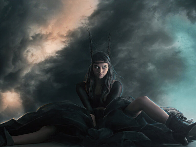 Woman with Antlers — Black