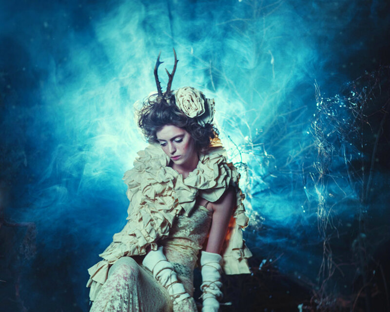 Woman with Antlers — Blue