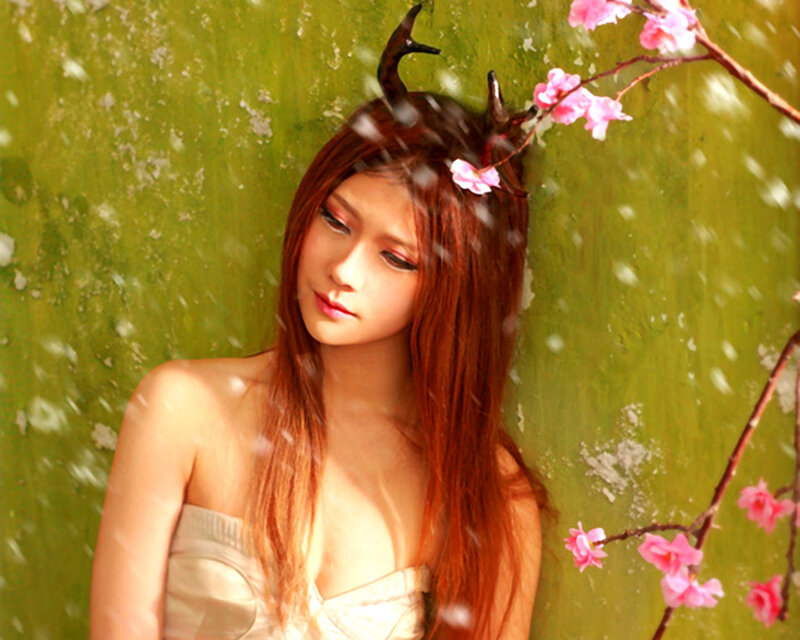 Woman with Antlers — Green