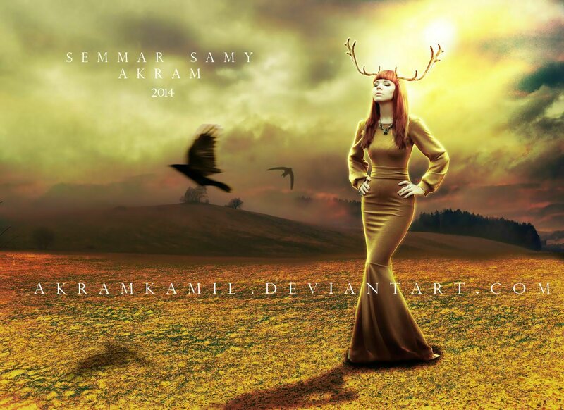 Woman with Antlers — Yellow