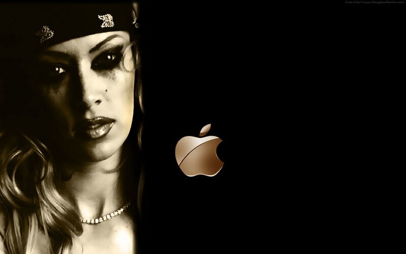 woman with apple logo