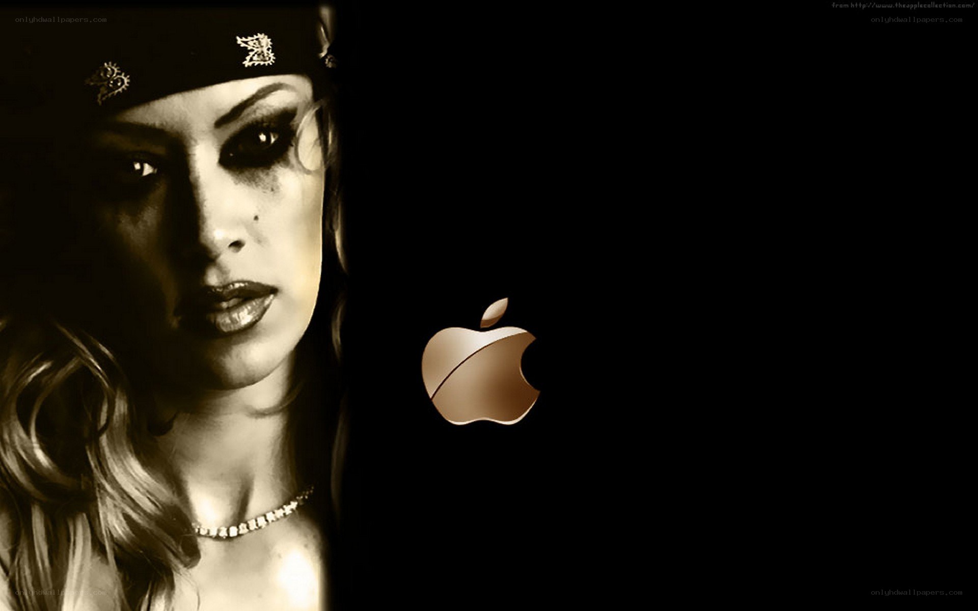 woman with apple logo