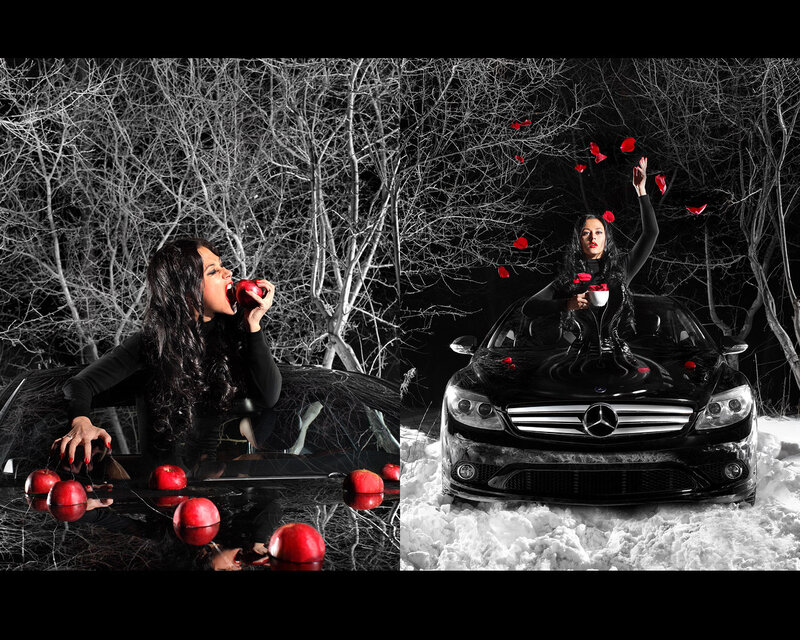 Woman with Apples and Car