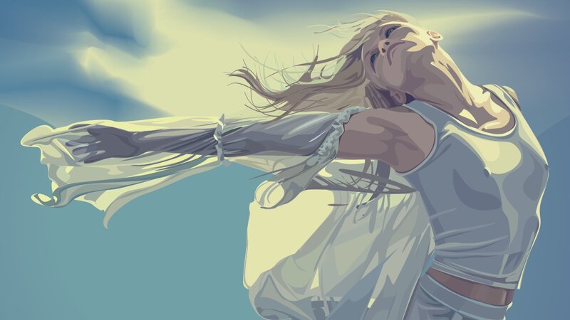 woman with arms outstretched