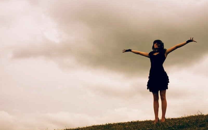 Woman with Arms Outstretched — Gray