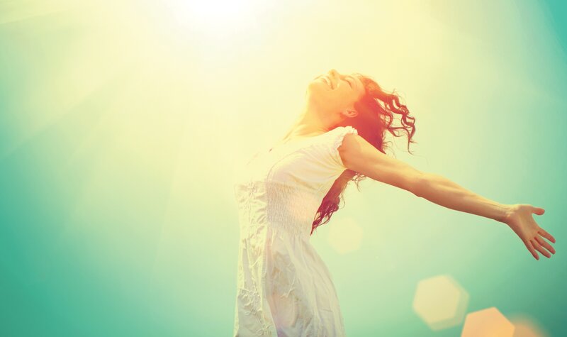 Woman with Arms Outstretched — Yellow, Serene