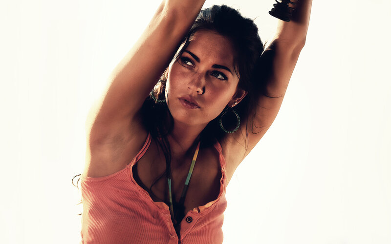 Woman with Arms Raised — White