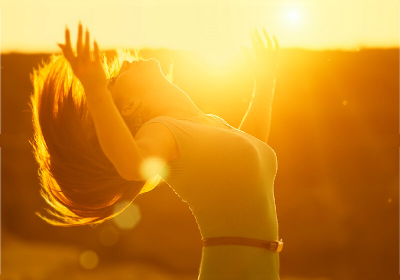 Woman with Arms Raised — Yellow