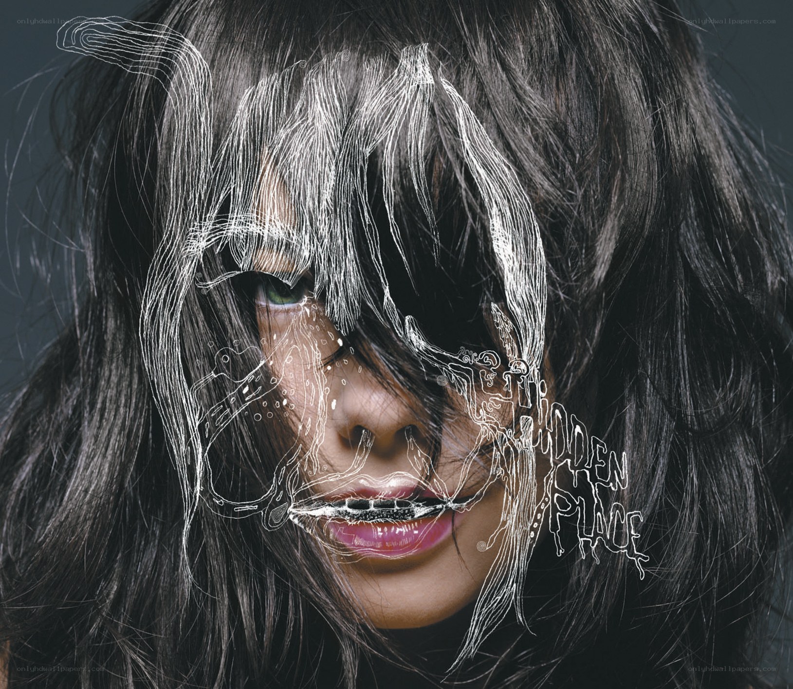 woman with artistic face overlay