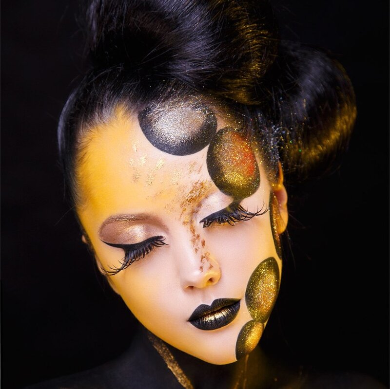 Woman with Artistic Makeup — Black, Dramatic