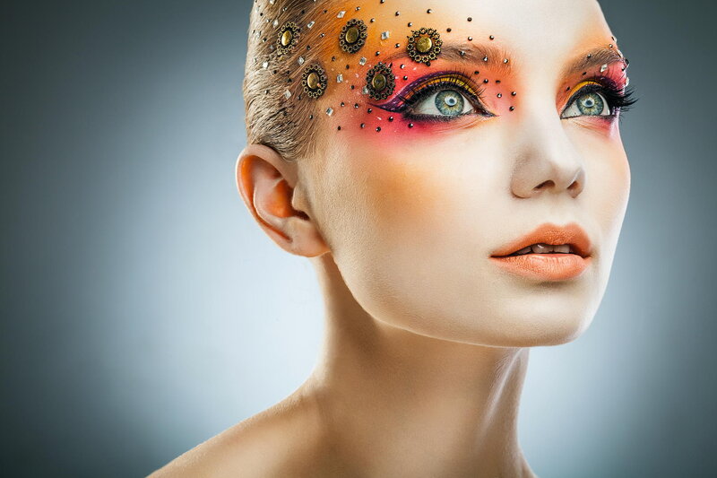 Woman with Artistic Makeup — Orange