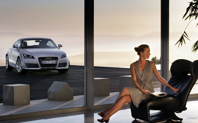 Woman with Audi TT car