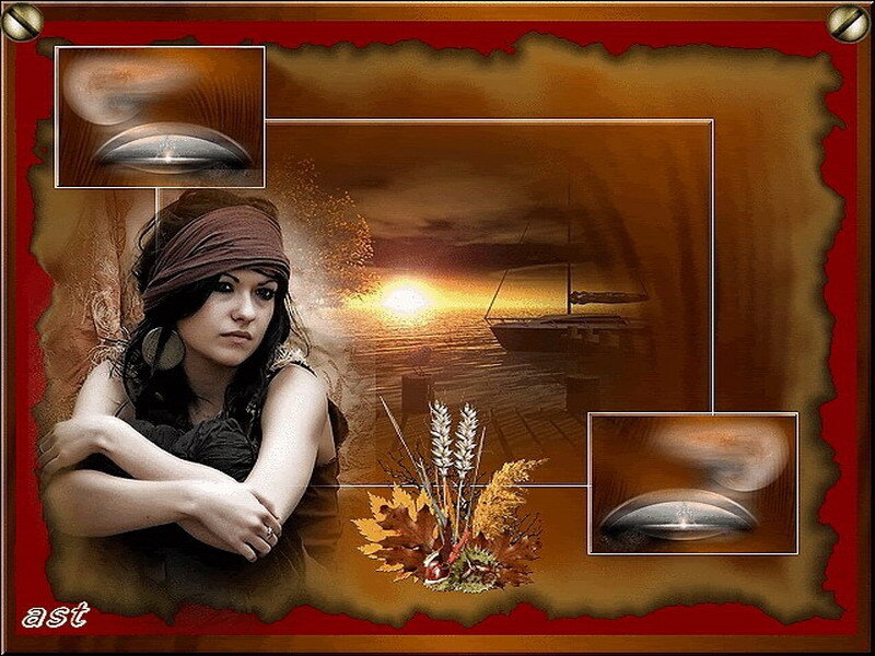 woman with autumn collage