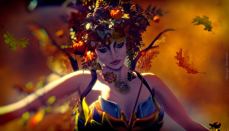 Woman with Autumn Crown — Orange