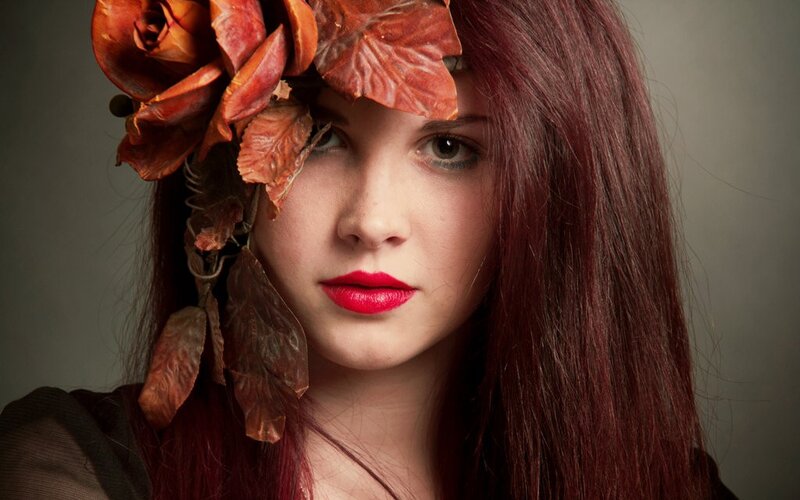 woman with autumn flower crown