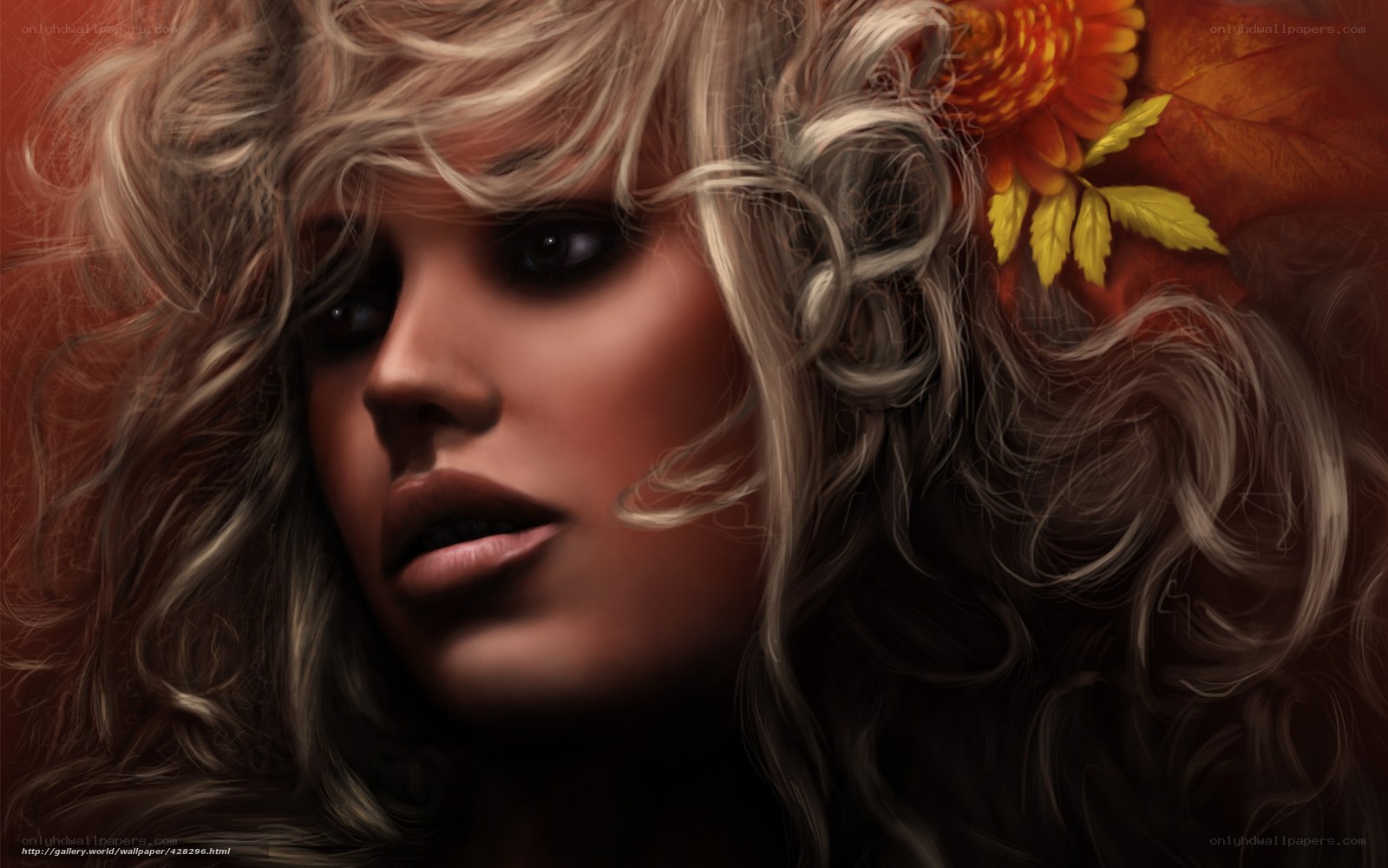woman with autumn flower