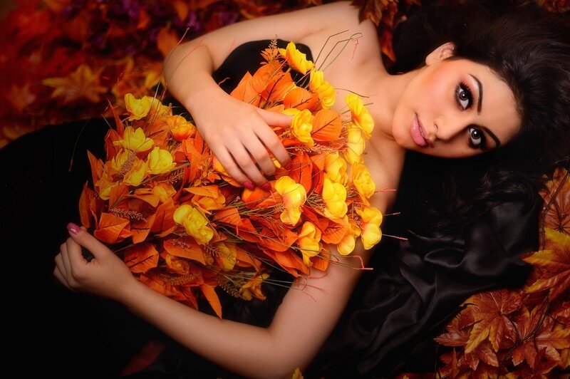 Woman with Autumn Flowers