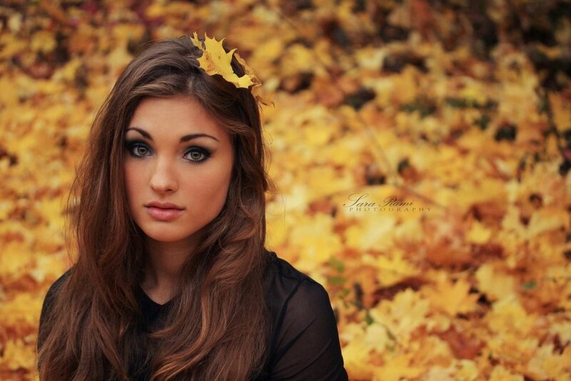 woman with autumn leaf crown