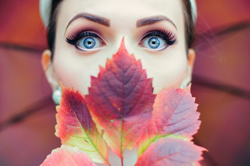 Woman with Autumn Leaf — Red
