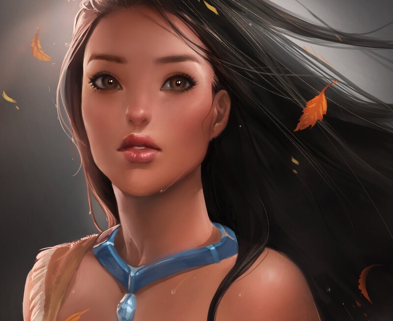 woman with autumn leaves