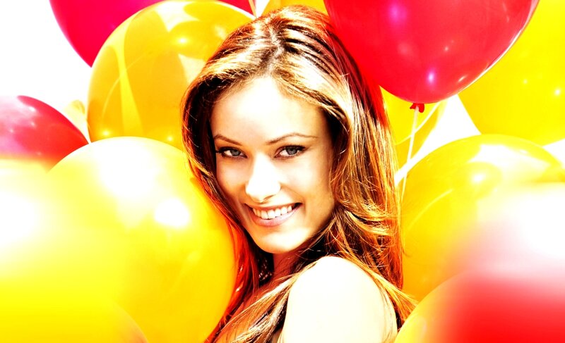 Woman with Balloons — Yellow, Festive