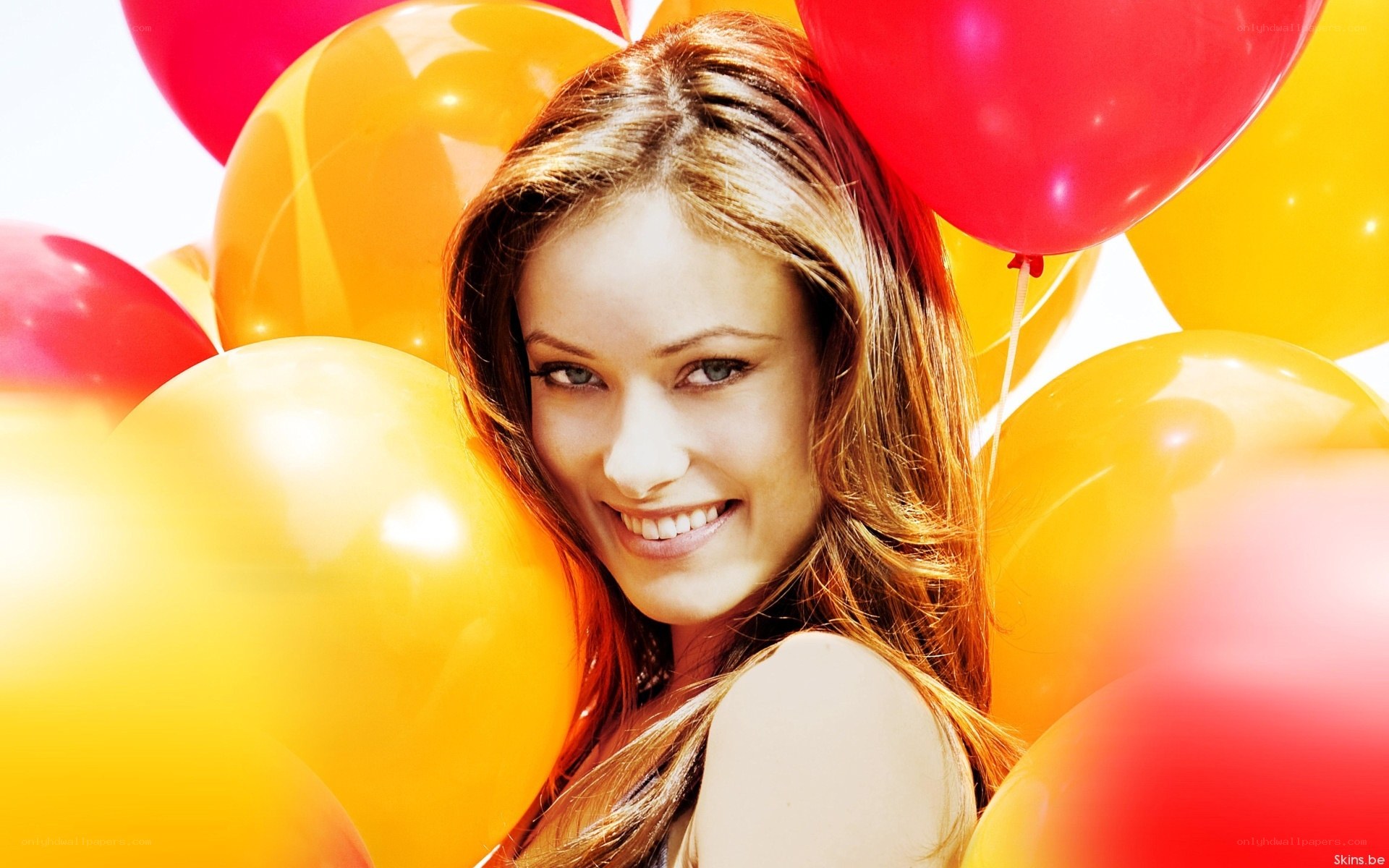 woman with balloons