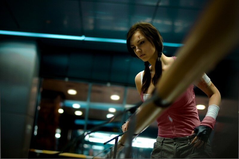 woman with bandaged arm