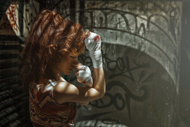 woman with bandaged hands