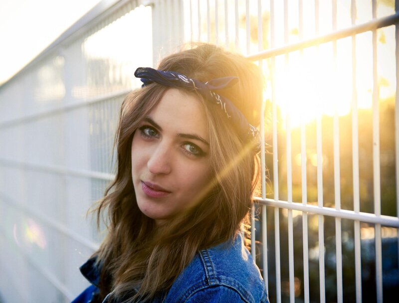 woman with bandana in sunlight