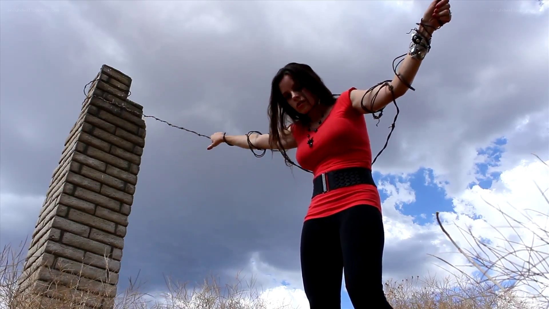 woman with barbed wire