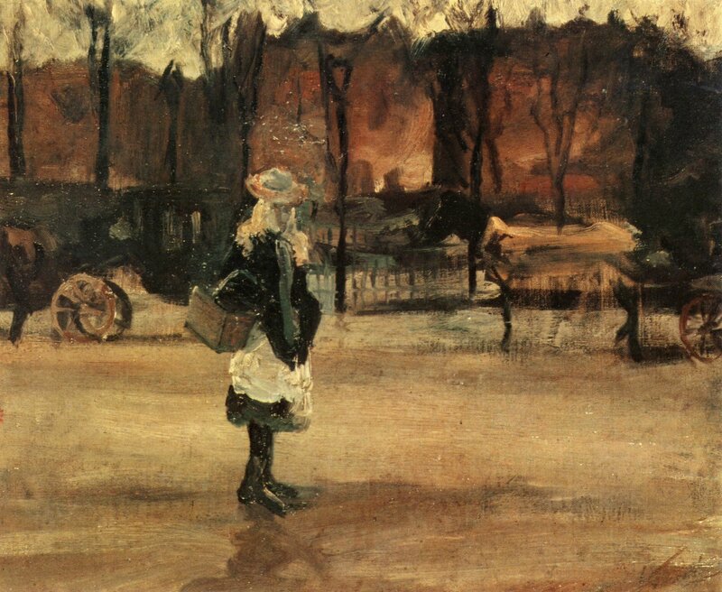 Woman with basket in park