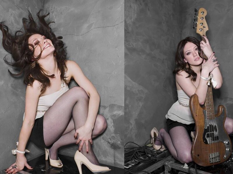 Woman with Bass Guitar — Gray