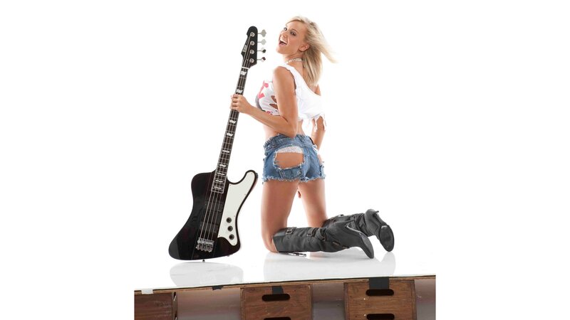 Woman with Bass Guitar — White