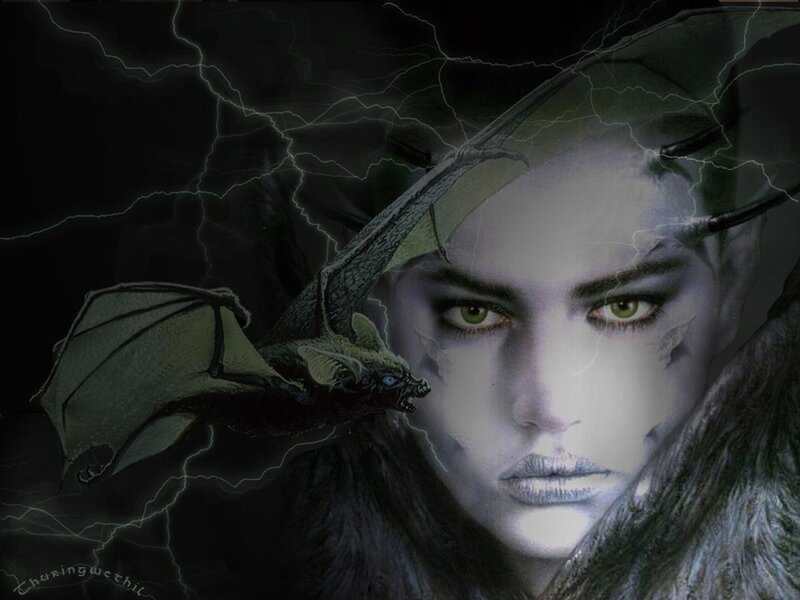 woman with bat and lightning