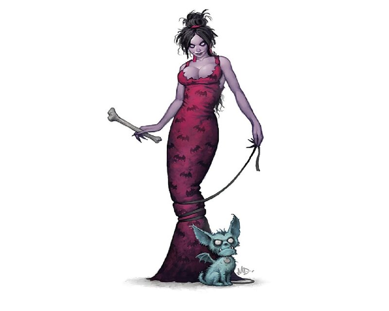 Woman with Bat-dog