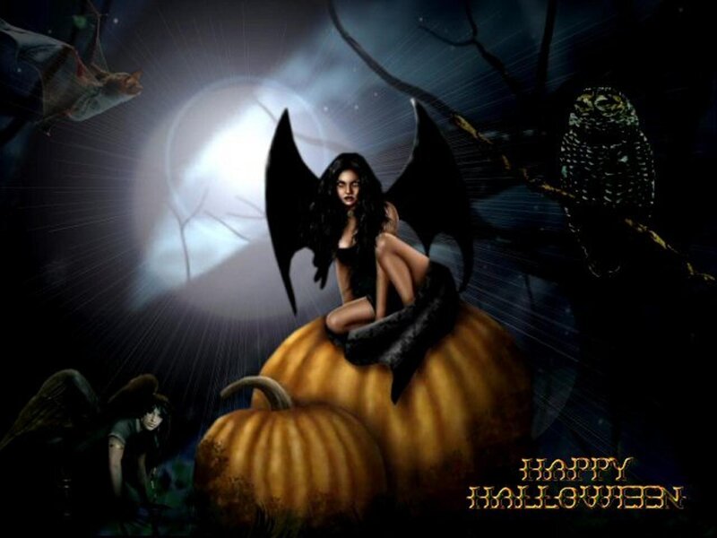 Woman with Bat Wings — Black, Dark