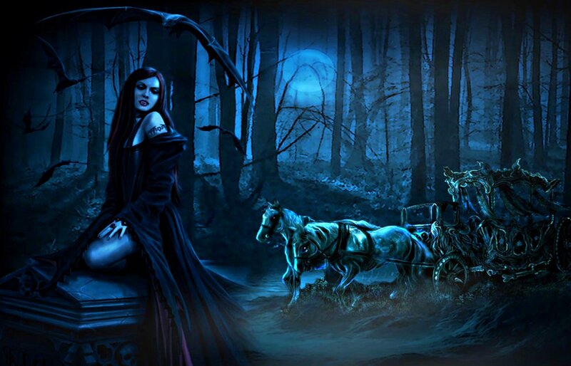 Woman with Bat Wings — Blue, Dark