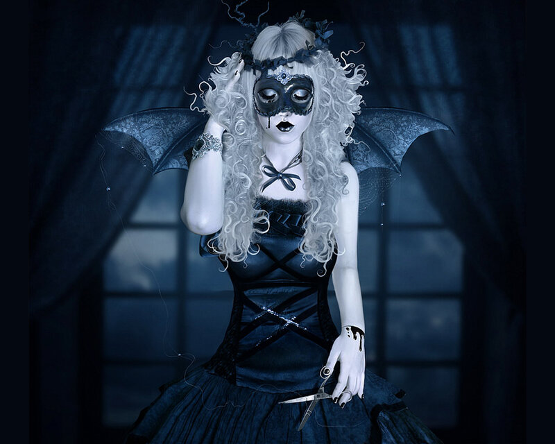 Woman with Bat Wings — Blue