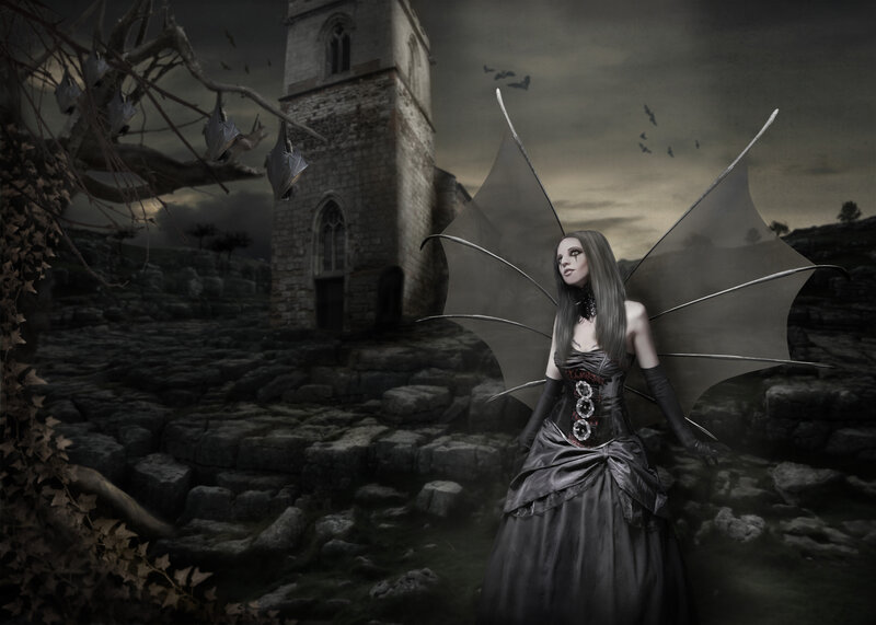 Woman with Bat Wings — Gray