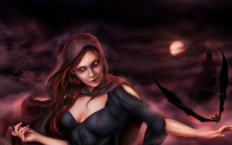 Woman with Bat Wings — Purple, Dark
