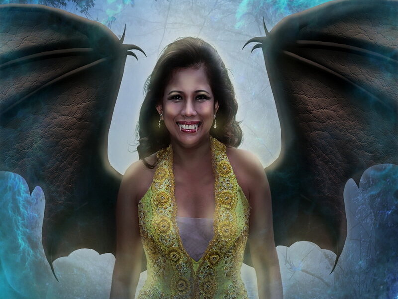 Woman with Bat Wings — Yellow