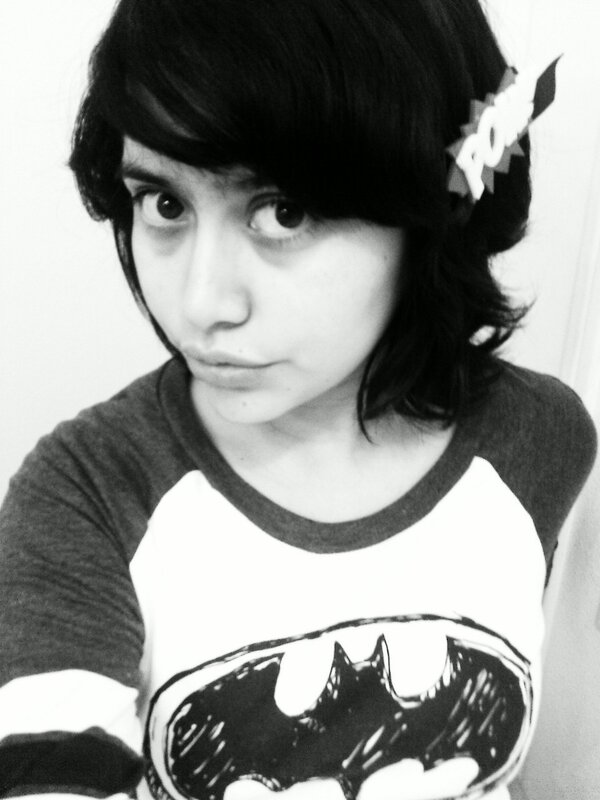 woman with batman shirt