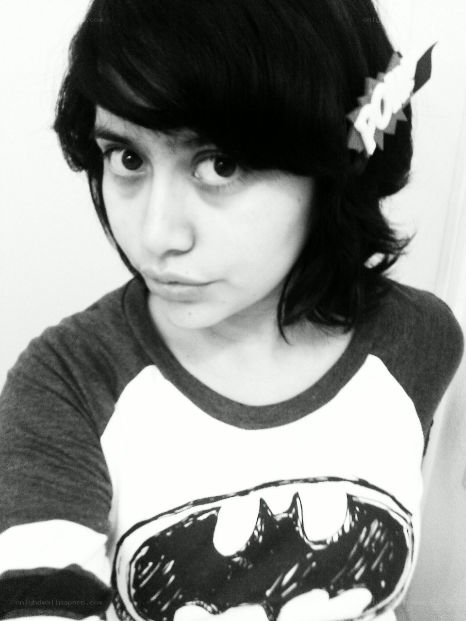 woman with batman shirt