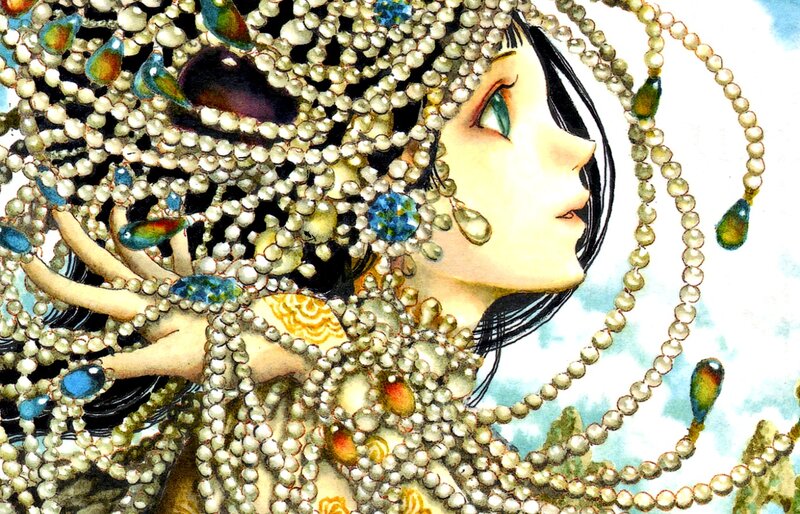 Woman with Beaded Veil — White