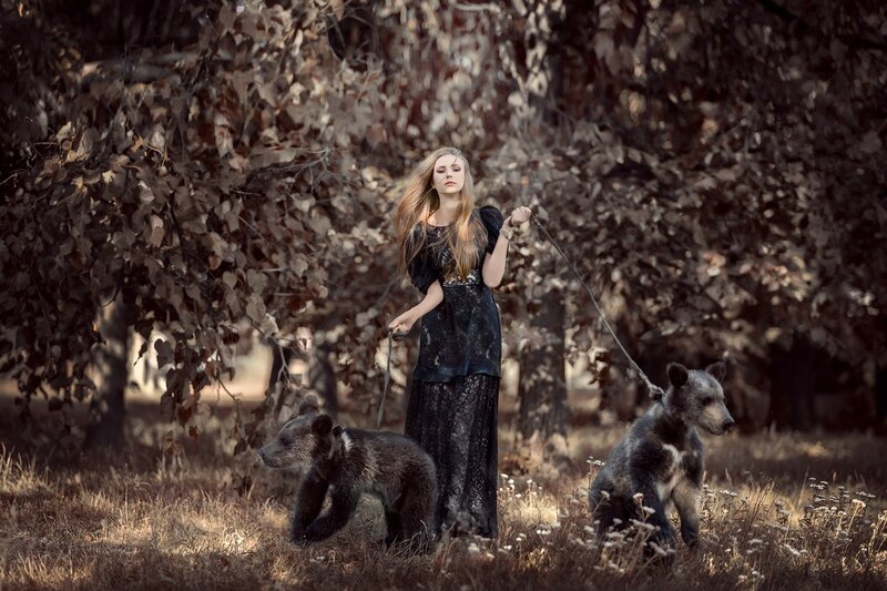 Woman with Bear Cubs