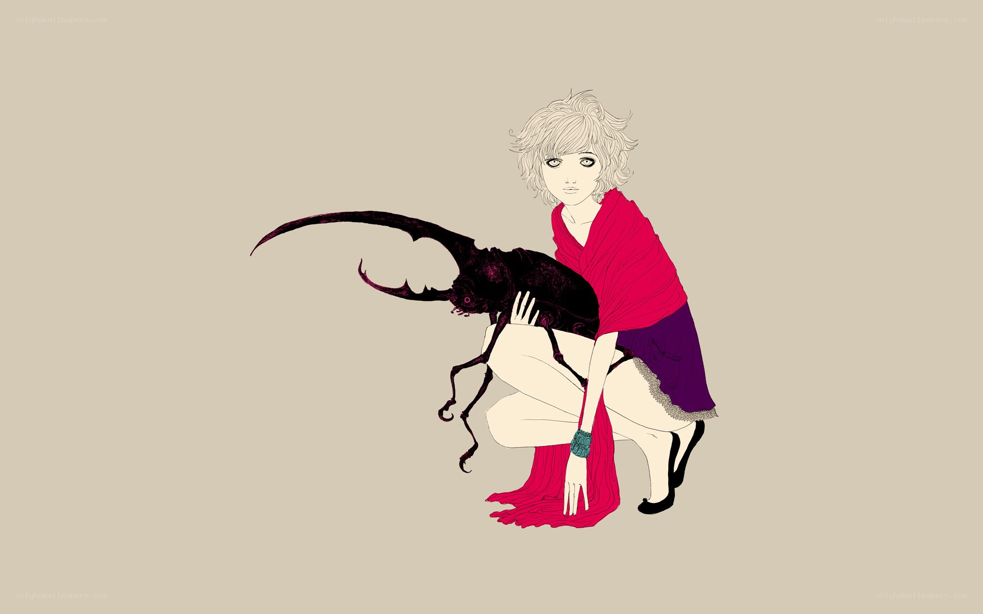 woman with beetle companion