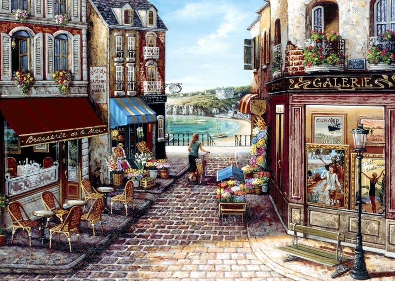 Woman with Bicycle on Street — Brown