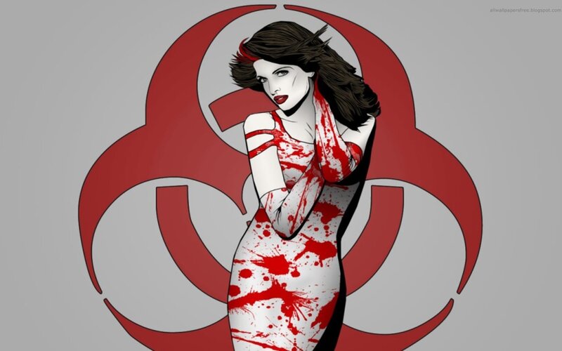 woman with biohazard symbol